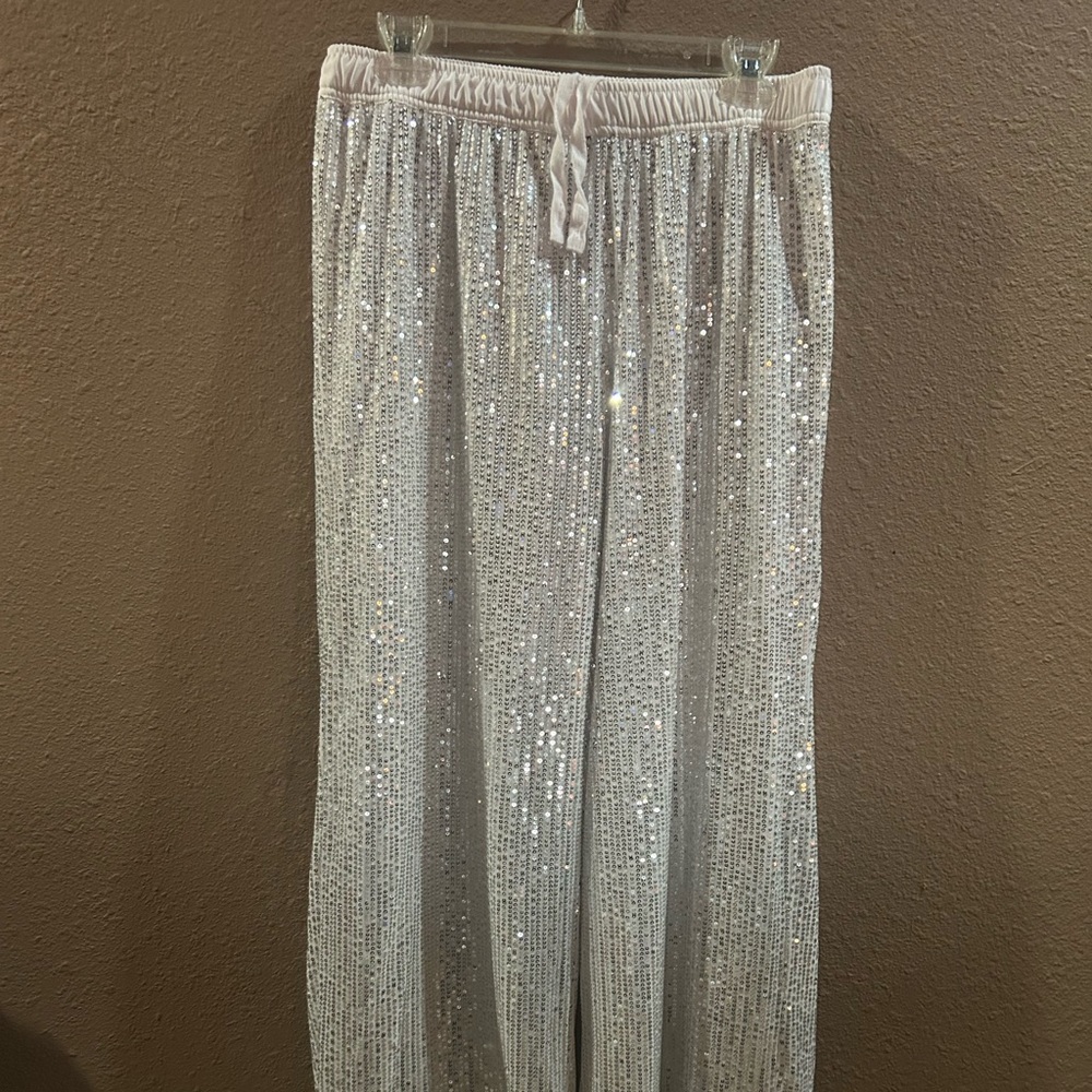 Sparkling Silver Sequin Joggers